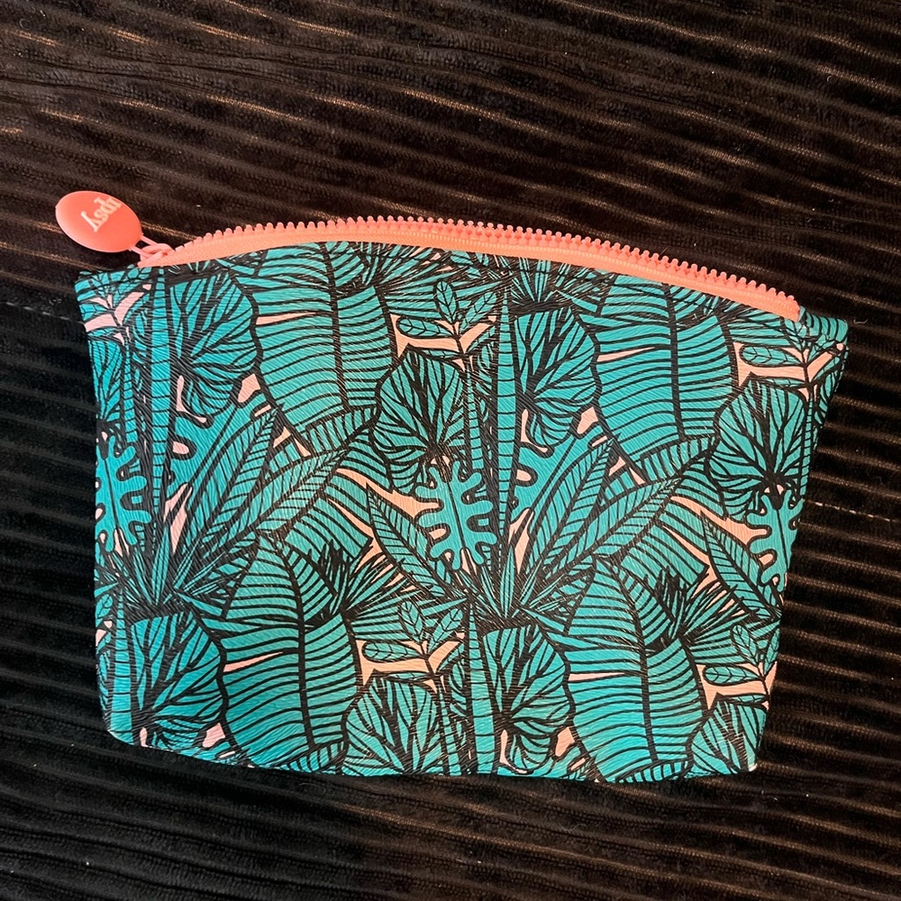 Tropical Leaf Print Cosmetic Bag